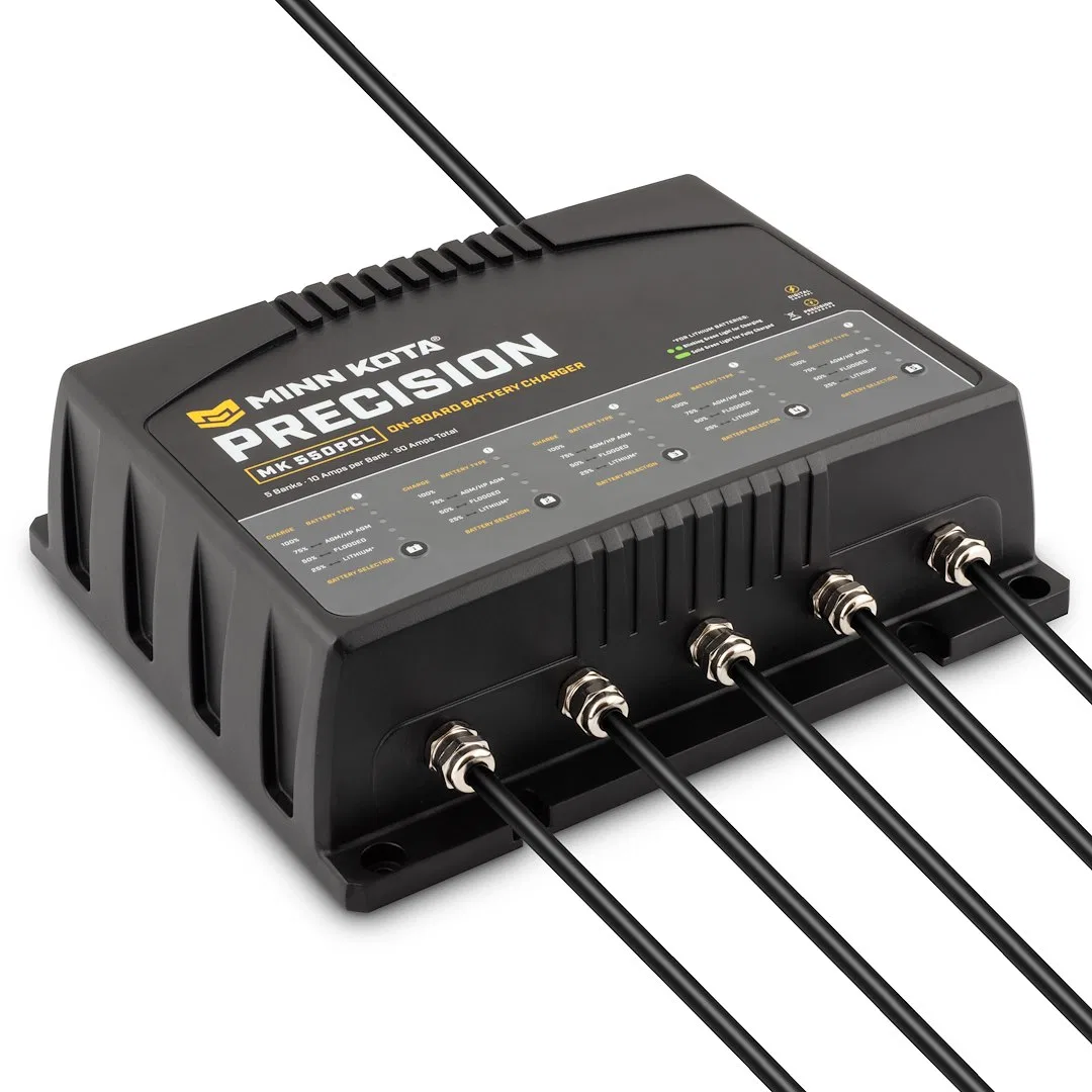 1835500 – MINN KOTA Battery Charger, For 12 Volt Flooded Lead Acid/ 12 Volt AGM/ 12 Volt Lithium LiFePO4 On-Board 5-B...